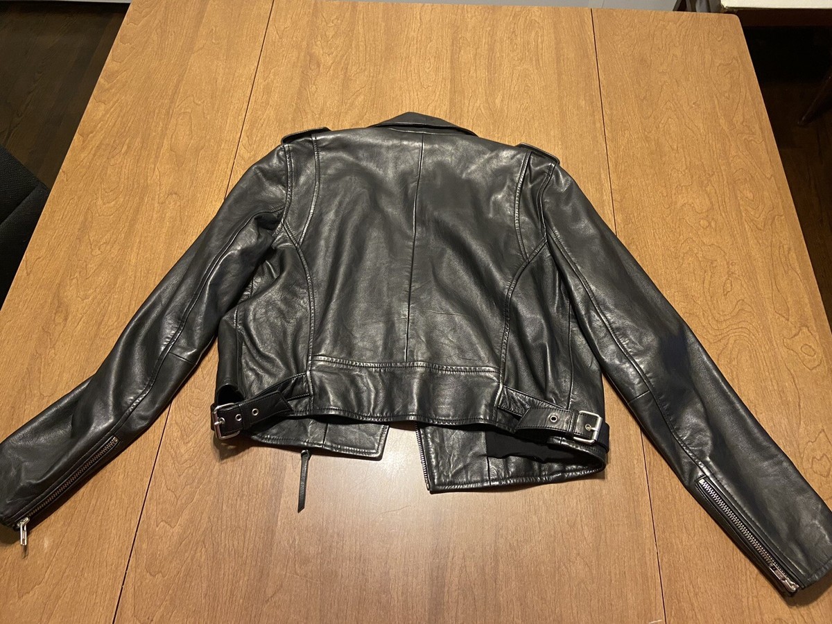 NEW without tag Sezane Zig black lamb leather jacket size EU