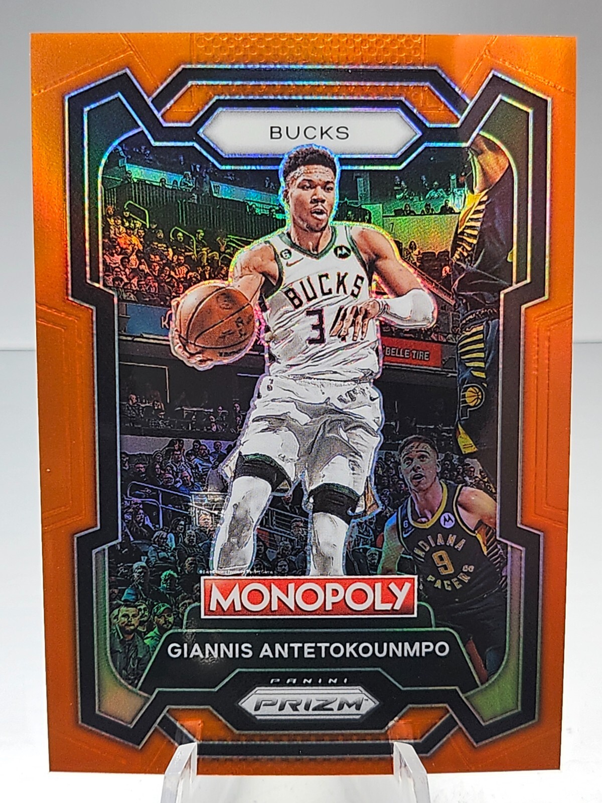 2023-24 Prizm Monopoly #49 GIANNIS ANTETOKOUNMPO SP /124 Orange PRIZM Bucks
