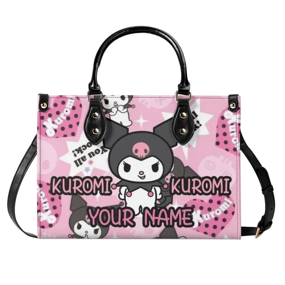 Personalized Kuromi Luxury Women PU Leather Handbag, Natural Material, Custom