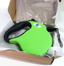 Crown Paws Retractable Dog Leash 16ft Reflective Nylon Tape Green Up to 110lb