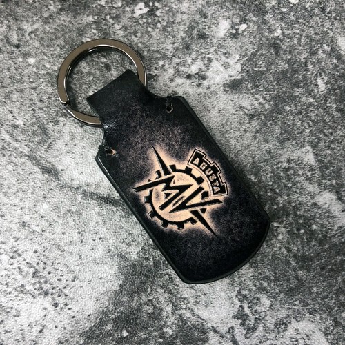 Handmade leather keychain with MV Agusta logo in Vintage Black. 1EA - Picture 1 of 9