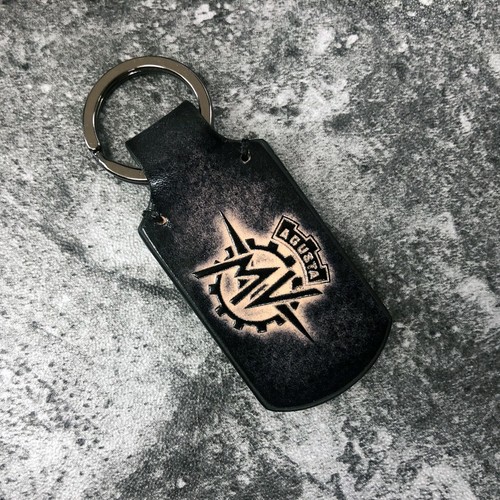 Handmade leather keychain with MV Agusta logo in Vintage Black. 1EA - Afbeelding 1 van 9