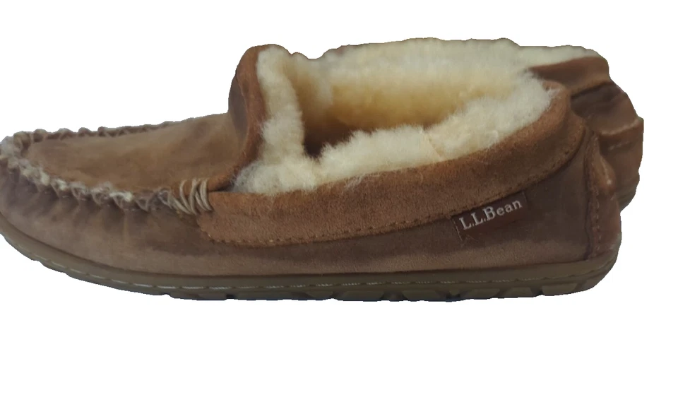 Zapatillas mocasín de gamuza marrón Lands End para mujer forradas de piel talla 6 suela de goma Foto 4 de 4