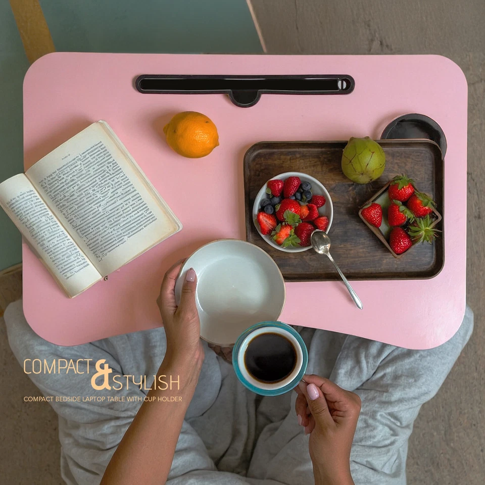 ICE ARMOR 2-PC Bandeja para Laptop Soporte de Escritorio Plegable Cama Mesa Taza Ranura Rosa Foto 4 de 4