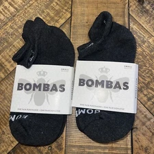2 Pair Bombas Ankle Socks Small Size 6-9 Charcoal Grey