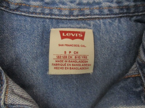 LEVI'S Size 8-10 Girls 100% Cotton Short Sleeve Belted Button Up Denim Dress 614 - Picture 6 of 8