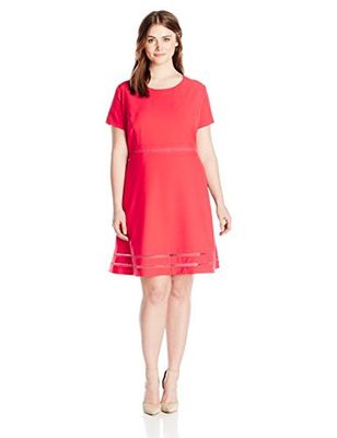 fit and flare modern dress for women Modern Fit Organza Contrast Stripe A-Line Midi Dress In Black