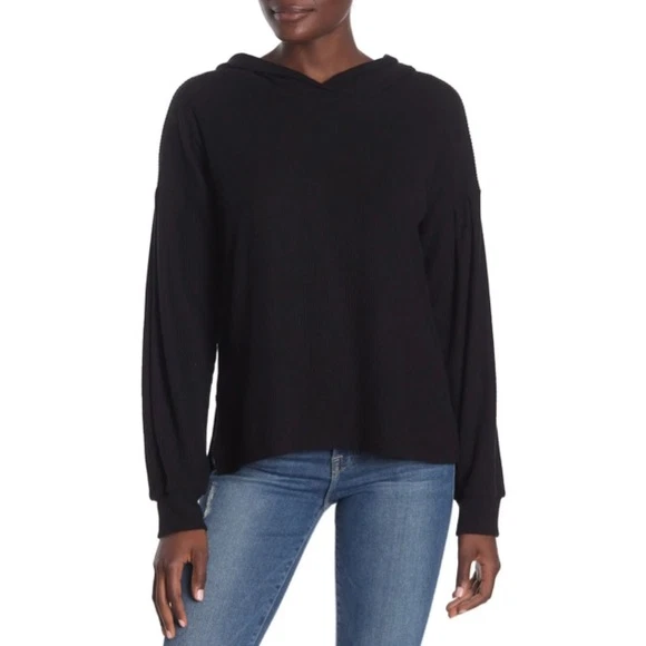 Puff sleeve hooded sweater new arrivals