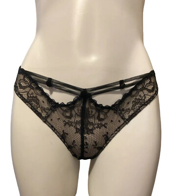 New Chantal Thomass Womans Underwear Black Lace Lingerie Thong XS
