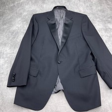 Hart Schaffner Marx Tuxedo Jacket Men 40-42 Black Satin Formal Classic USA VTG