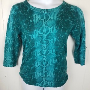 J Crew Tippi Sweater In Snake Print Size L Green Merino Wool