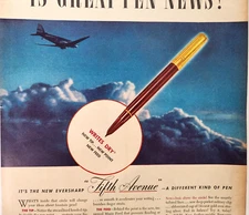 Eversharp Fifth Avenue Pen WWII Vintage 1943 Ad Magazine Print