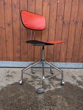 Vintage Bürostuhl Drehstuhl Vinyl Chefsessel Stuhl Architektenstuhl 70er rot 7