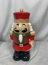 Nutcracker Cookie Jar by Winter Wonder Lane Ceramic 13" Tall Christmas Container