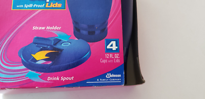 Ziploc TableTops Cups w/ Spill-Proof Lids Set 4 NEW Vintage 12 oz