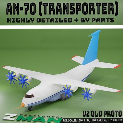 3d printed AN-70 (RUSSIAN TRANSPORTER NOSED) V2 plane aircraft jet fighter