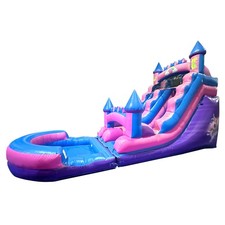 Inflatable Water Slide with Blower 15ft Commercial Pink Kids Unicorn Splash Pool