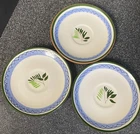 Stangl Fruit and Flowers Hand Painted Saucers Lot of 3 Blue Green Ceramic 6"