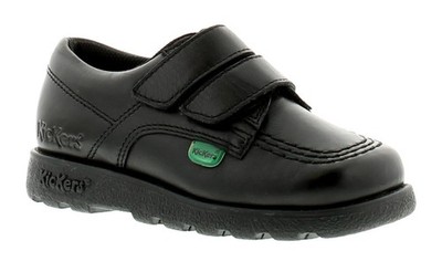 Kickers Jungen Schulschuhe Fragma Lo-Riemen Kleinkinder Leder T-Verschluss schwarz UK-Größe
