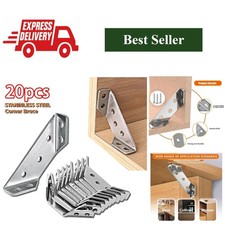Stainless Steel Right Angle Furniture Corner Brackets 10 20 40pcs