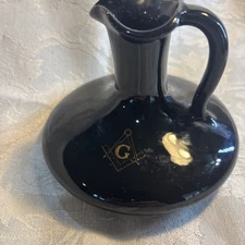 VINTAGE BLACK Jug  CERAMIC Free Mason