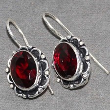 Garnet 925 Silver Plated Earrings 1.4