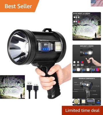90,000 Lumen Rechargeable Handheld Spotlight: Bright, Solar-Powered & Waterproof