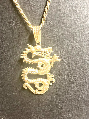 925 Sterling Silber Halskette mit Drachenanhänger