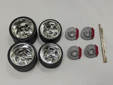 Jada Toys 1:24 Scale Chrome 5 Spoke Replacement Car Wheels Tires Axels