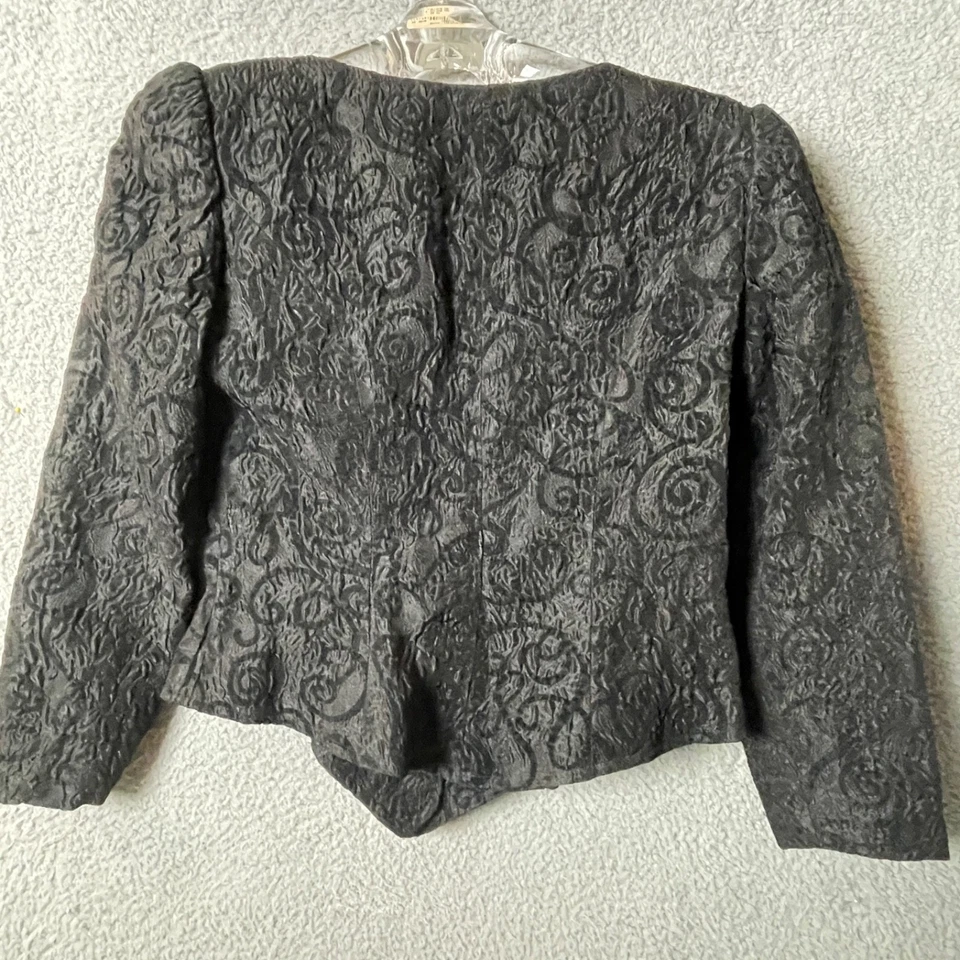 Chaqueta Brocado Negra De Colección Raúl Blanco Para Mujer Talla 10 Botones RS Años 80 Mob Wife Foto 3 de 4