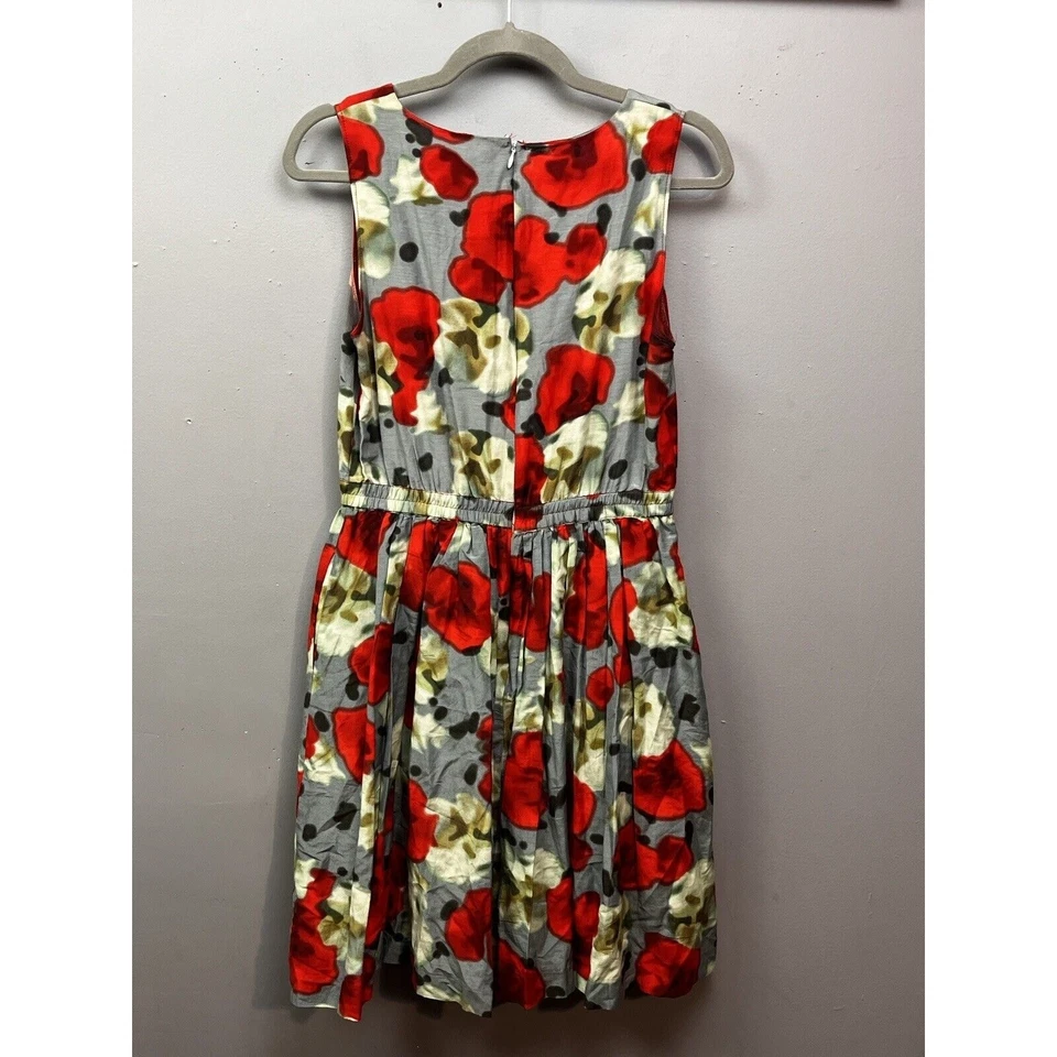 Vestido de seda Marc NY Andrew Marc para mujer talla 6 rojo floral bolsillos núcleo de cabaña Foto 2 de 4