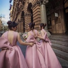 Womens Pink Satin Bridesmaids dress Ankle length  Maid Of Honor Dress Size 18W