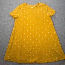 Duluth Trading Co. T-Shirt Dress Women's XXL Pockets Golden Yellow Short Sleeve