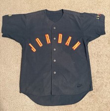 Vintage 1990s Nike Air Jordan Authentic Black Button Up Baseball Jersey Size L