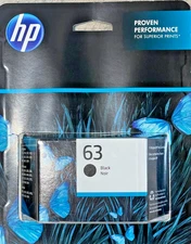 HP 63 Black Ink Cartridge Works w/ HP DeskJet 1112, 2130, 3630 EXP. 06/2026