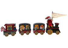 Vintage Christmas Santa Express Train Folk Art Tole Painting Holiday Decor 22"