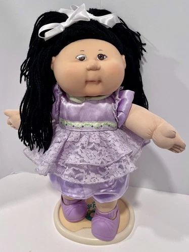 2004 Play Along Cabbage Kids Asian Girl Doll PA-3 In Lace Dress, Shoes READ