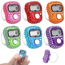 6 Pcs Electronic Finger Counter Rhinestones Hand Tally Clicker Tasbeeh Counte...
