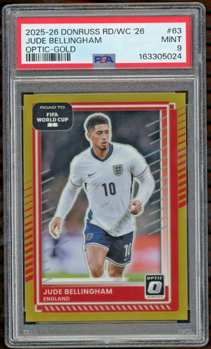 2025-26 Donruss FIFA WC Optic #120 Jude Bellingham Gold /10 Prizm England PSA 9