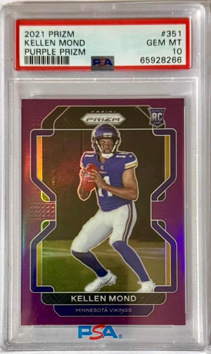 PSA 10 GEM MINT 2021 Prizm NFL Kellen Mond RC #351 PURPLE Prizm /125 Rookie QB