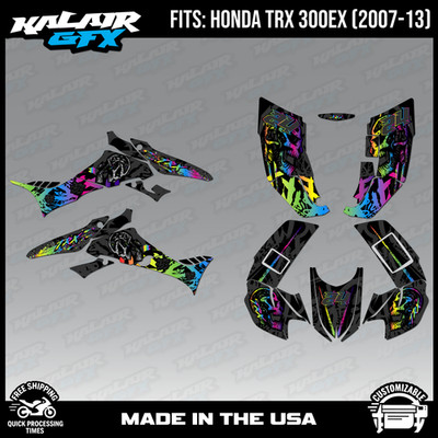Graphics Kit for ATV Honda TRX 300EX (2007-2013) Revolt Series - RAINBOW