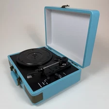 Vintage Suitcase Turntable Record Vinyl Player 3 Speed Bluetooth Builtin Speaker