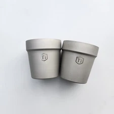 2PCS 175ml Double Wall Titanium Water Tea Coffee Cup Insulated Drinking Cup Mug