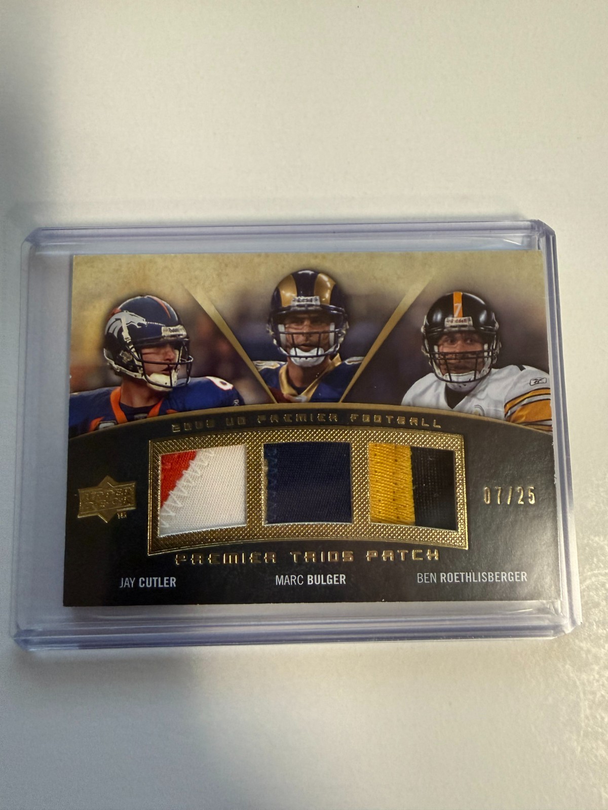 2008 UD PREMIER Ben Roethlisberger CUTLER Patch 7/25 JERSEY # MATCH FM DAMAGED