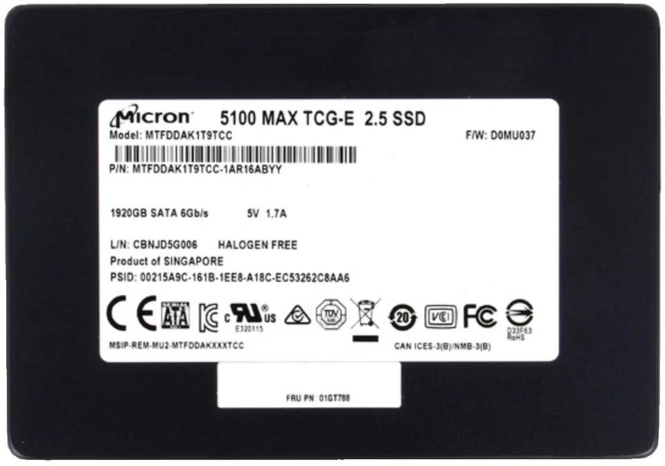 Micron 5100 MAX 1,92TB SSD 2.5" SATA MTFDDAK1T9TCC Server Enterprise Datacenter - Bild 2 von 4
