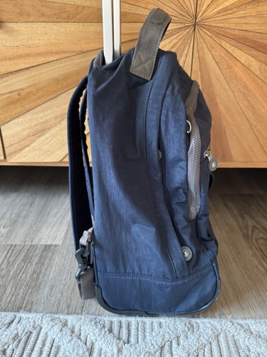 Kipling Saana Rolling Backpack Navy Blue Lightweight Travel School Book Bag - Picture 4 of 12