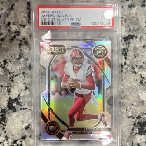2024 Panini Select Jayden Daniels #217 Silver Prizm Die-Cut RC PSA Commanders