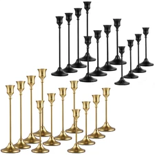 Holders 12/30PCS Metal Taper Candle Holders, Gold/Black Candle Stick Holders Set