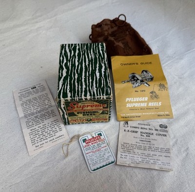 Early Vintage Pflueger Supreme Casting Reel Box With Paperwork / Hang Tag |  eBay