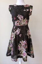 Eri + Ali Anthropologie Floral Eyelet Lace Dress 0 Fit & Flare Ruffle Sleeve